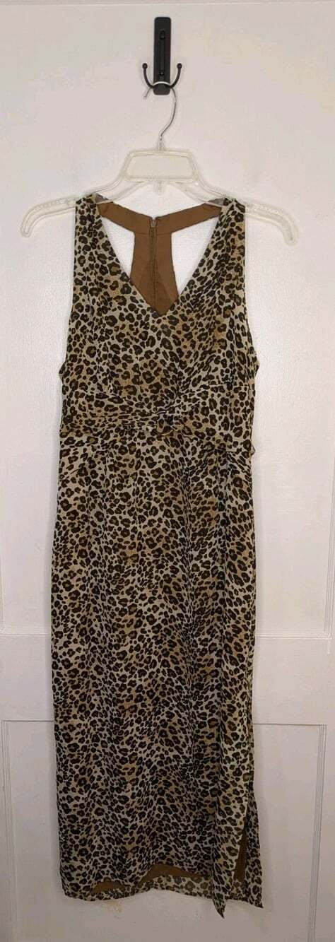 Donna Morgan Silk Animal Print Dress Size 10P 10 Petite Mob Wife Cocktail Midi